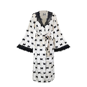 <span class=keywords><strong>Murphy</strong></span> Cross-Border mi-longueur chemise de nuit velours imprimé dentelle épissage peignoir grande taille ample maison porter en gros - Product Image 5