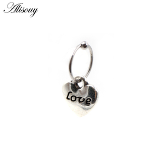 Alisouy 1pc Steel Heart Star Dangle Captive Bead Ring Ear Hoop Nose Ring Tragus Cartilalge Earring Piercing Ring Body Jewelry - Product Image 3