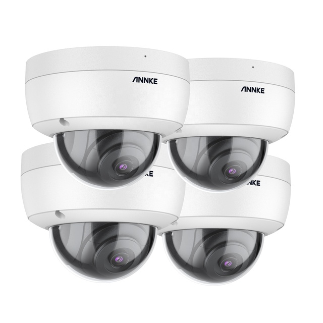 ANNKE I91DG 4pcs Set 12MP PoE IP Camera Smart Dual Light Vandal Dome 30m IR H.265 RTSP IP67 Microphone Audio Network Camera