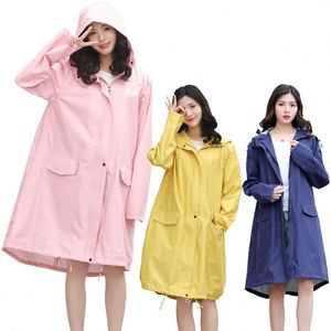Manteau de pluie long pour femme avec capuche, coupe-vent léger pour l'extérieur, veste imperméable - Product Image 2