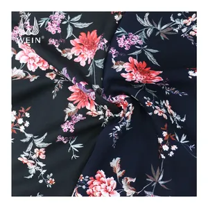 WI-D01-98243 New Arrival Shrink-Resistant Floral Pattern On Black Background Chiffon Moss Crepe Fabrics For Women Blouse