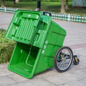 Carro de Limpieza con Ruedas de Plástico de 400L, Contenedor Móvil para Transferencia de Basura para Comunidades Residenciales - Product Image 1