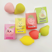 Éponge de maquillage en forme de mangue, mignonne, en forme de fruit, double usage humide/sec, type œuf, emballage OEM, coton démaquillant en vrac