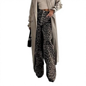 Pantalones de Mujer de Verano, a la Moda, de Cintura Alta, con Estampado de Leopardo, de Pierna Recta, Ajustados, Estilo Vintage, con Cierre de Cremallera, Casuales - Product Image 3