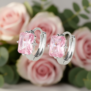 ต่างหูอินลิบก้า ฮักกี้สีขาวทองประดับคริสตัลไรน์สโตนทรงเรขาคณิตสำหรับผู้หญิงสวมใส่ทุกวันสไตล์คลาสสิก - Product Image 2