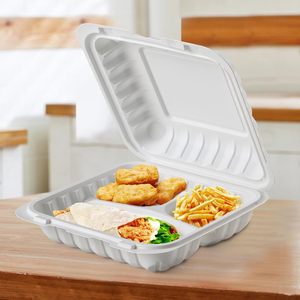 Caja de Plástico MFPP para Alimentos de 7, 8 y 9 Pulgadas, Desechable, Reciclable, Apta para Microondas, con Tapa Abatible, Grabado en Relieve y Logotipo Personalizado para Llevar - Product Image 4