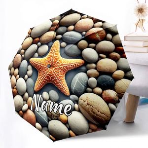 1 Pieza, Sin Pedido Mínimo, Paraguas Plegable Personalizado con Nombre de Estrella de Mar, Regalo de Playa Personalizado, Impresión UV, Pedido Individual, Ombrello Personalizzato - Product Image 3