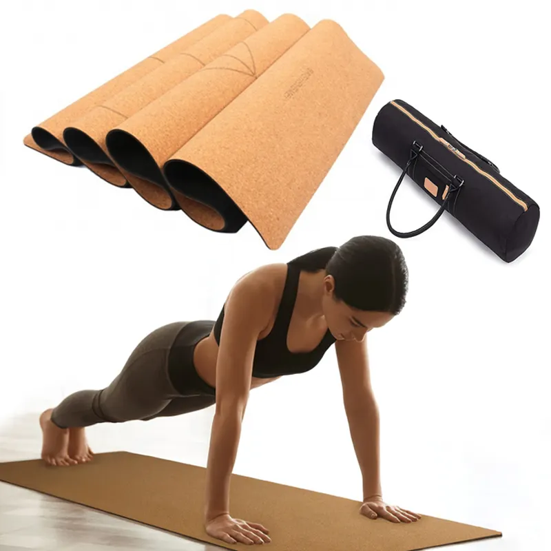 Exercise Cork Yoga Mat Wholesale Gym Fitness Mats Natural Eco Friendly No Slip Foldable Travel Rubber Cork Yoga Mat