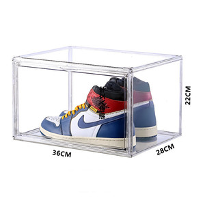 Display Cabinet AJ Shoe Box Acrylic Magnetic Side Open Transparent Sneakers Shoe Box organizer Clear Plastic Material Shoe Box