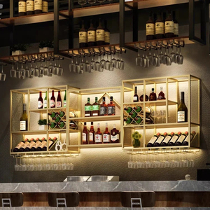 Portabottiglie da Parete Multistrato Personalizzato <span class=keywords><strong>in</strong></span> Acciaio Inox con Luce LED, Design Moderno Industriale per Casa e Ristorante - Product Image 4