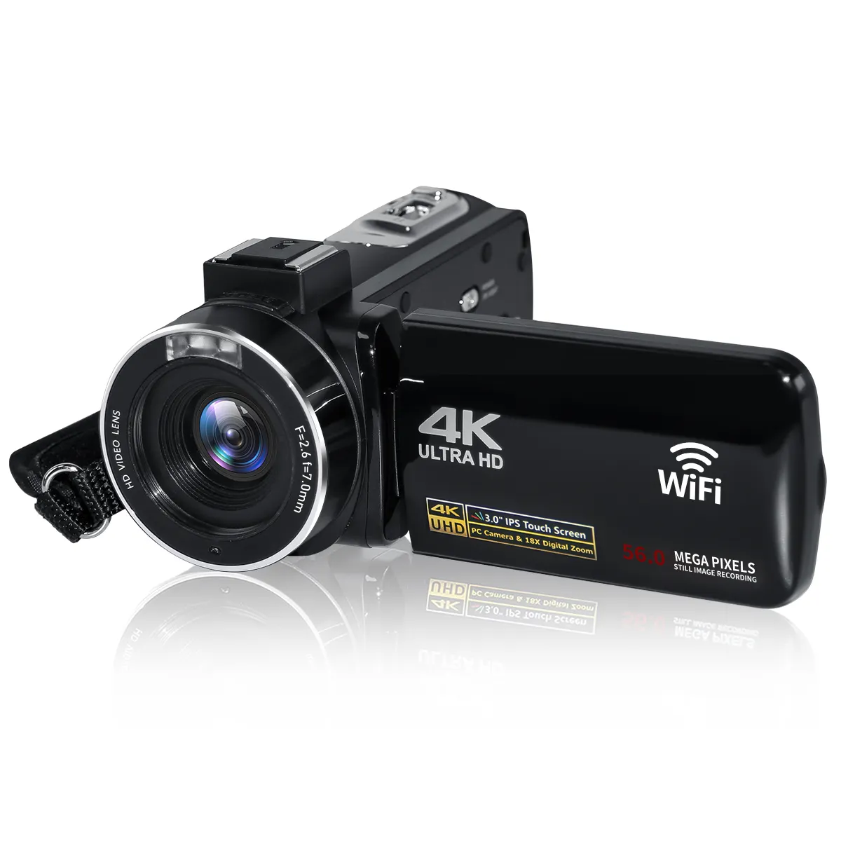 Caméra vidéo 4K Caméscope 56MP UHD WiFi IR Vision nocturne Caméra de vlogging pour YouTube Écran tactile Caméra Enregistreur