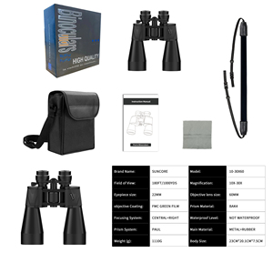 루비 렌즈가 있는 10-30x60 검투사 쌍안경, 블랙 - Product Image 5
