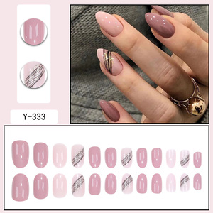 Hilo de oro <span class=keywords><strong>diagonal</strong></span> de almendra, raíz de loto, bailarina rosa, arte de <span class=keywords><strong>uñas</strong></span> medio prensado XXL XXXL, 24 piezas, ABS, Flexible, DIY, logotipo personalizado, dedos - Product Image 3