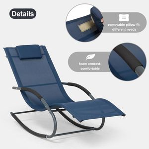 <span class=keywords><strong>Chaise</strong></span> longue de <span class=keywords><strong>piscine</strong></span> en tissu respirant robuste <span class=keywords><strong>pour</strong></span> patio, avec cadre métallique incurvé, fauteuil inclinable à gravité zéro avec coussin amovible - Product Image 2