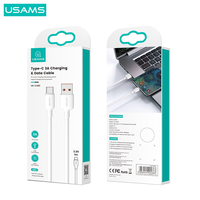 USAMS kabel pengisi daya Cepat USB tipe C, sinkronisasi Data 2m untuk ponsel