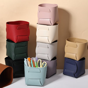 Boîte de rangement en cuir pliable pour <span class=keywords><strong>bureau</strong></span>, plateau de rangement nordique en PU, porte-clés de porche, rangement divers, organisateur de maquillage, <span class=keywords><strong>panier</strong></span>, porte-stylos - Product Image 1