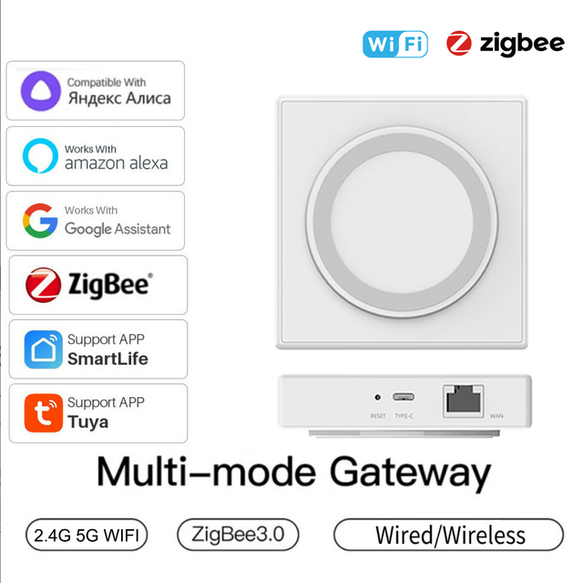 2026 Golden Security Wired Lan Zigbee Multi-mode 2.4G 5G WiFi Gateway Hub App Control Alexa/Google Home Voice Control Failure