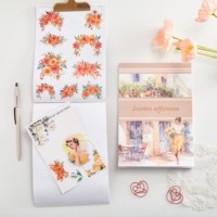Carnet de notes vintage à succès : Journal de fleurs d'Europe et des États-Unis, matériel de carnet, livre d'autocollants réutilisables
