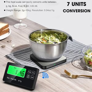 नया डिजाइन स्टेनलेस स्टील वायरलेस 10 किलोग्राम डिजिटल रसोई स्केल स्मार्ट मल्टीफंक्शन फूड वजन स्केल - Product Image 3