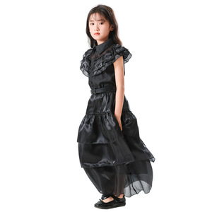 Costume di Halloween per Bambini, Vestito Nero di Wednesday della Famiglia Addams, Abito per Cosplay - Product Image 3