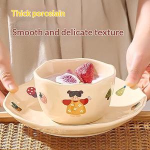 Bol à riz individuel en céramique, motif dessin animé, mignon, pour la famille (parents-enfants), compatible micro-ondes, avec glaçure colorée, pour la maison, vente en gros, modèle Gourmand - Product Image 4