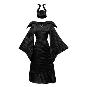 Costume de sorcière de la Belle au bois dormant pour Halloween, robe de cosplay de sorcière sombre avec chapeau, collier et canne, taille adulte - Product Image 2
