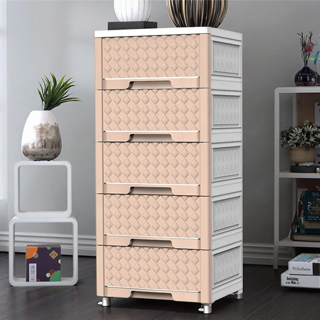 5-Layer Plastic Baby Drawer with Wheels - Stackable Storage Shelves for Clothing & Kids Room Organization 5-Layer Plastic Baby Drawer with Wheels - Stackable Storage Shelves for Clothing & Kids Room Organization