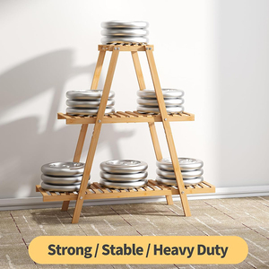 WDF 3 Katlı Bambu Bitki Standı, İç ve Dış Mekan Kullanımı İç<span class=keywords><strong>in</strong></span>, Kompakt Bir Alanlarda Çoklu Bitkileri Sergilemek İç<span class=keywords><strong>in</strong></span> Mükemmel - Product Image 3