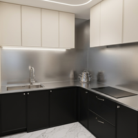 Plan de travail modulaire en acier inoxydable 304 de qualité alimentaire avec bord surélevé pour cuisine, table à manger, appartement et usage commercial
