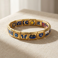 Breloques en gros pour bracelet en acier inoxydable de 9 mm, style italien, motifs cœur, soleil, lune, étoile, papillon, œil de chien, émail, pour la fabrication de bijoux