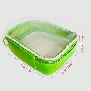 BSCI Factory Custom Logo Promotion Mini Make up Bag Pvc Transparent Cosmetic Bag Waterproof Cute Kid's Green Cosmetic Bag - Product Image 2