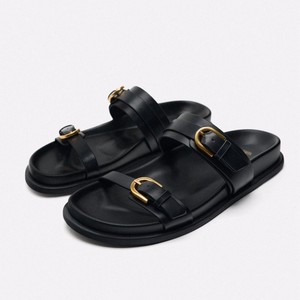 Büyük boy 36-43 siyah kahverengi düz taban sandalet flip flop açık slaytlar kadınlar için - Product Image 6