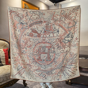Silk Scarf 135*135cm Twill Hand Rolled Hem <b>Screen</b> Printed Digital Design <b>Leaf</b> Long Square Scarf Wholesale - Product Image 5