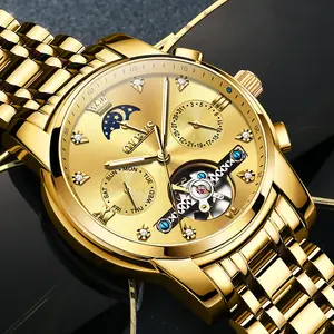 OLEVS 6678 oem Kunden spezifisches Uhren geschäft Edelstahl wasserdicht gold Classic reloj Automatische mechanische Herren armbanduhr