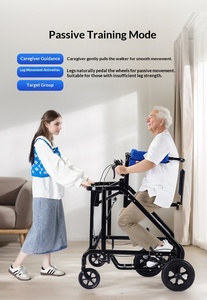 Pédales d'entraînement pour adultes, déambulateur à roues avec siège pour rééducation, cadre de position debout pour hémiplégie, ambulateur d'entraînement des membres inférieurs CE - Product Image 6