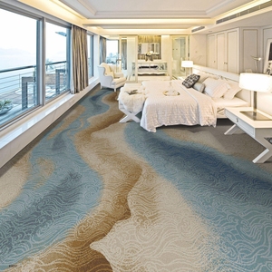 Tapis de couloir d'hôtel commercial, tapis de sol en laine et nylon robuste antidérapant de qualité hôtelière, revêtement mural à mur, Foshan - Product Image 1