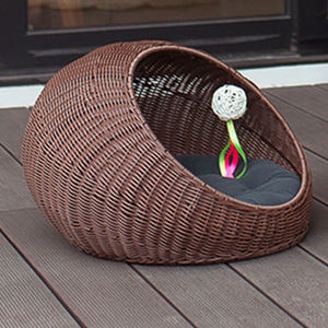 Винтажная плетеная комнатная корзина ручной работы для домашних животных, домик для кошек, ротанговая корзина для кошек, Лежанка для собак - Product Image 5