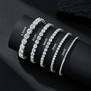 Chaîne de tennis et bracelet en moissanite VVS 2/3/4/5/6,5 mm, style hip-hop, bijoux glacés, prix abordable - Product Image 6