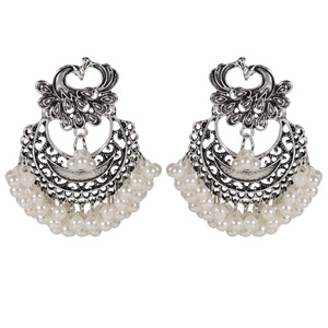 Exagéré rétro ethnique tourmente Sémitique sculpté boucles d'oreilles style indien alliage perle pendentif gland boucles d'oreilles - Product Image 4