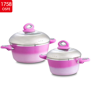 Chef'S estrella 9 pieza de aluminio antiadherente <span class=keywords><strong>ollas</strong></span> sartenes de inducción listo Rosa barato utensilios de cocina conjunto - Product Image 3