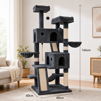 Arbre à chat multi-niveaux sur mesure OEM avec grande rampe à gratter en sisal à double panier pour chats jumeaux