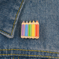 Coloré rêve crayons émail broche stylo épinglette Denim jean chemise sac dessin animé enfance bijoux cadeau pour fille amis enfants
