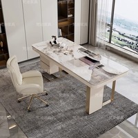Escritorio de oficina de tablero de roca de gama alta moderno de lujo Escritorio de estudio de Diseñador de viento Simple con silla escritorio de computadora de alta calidad