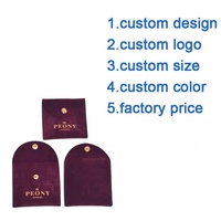 Sac d'emballage personnalisé en or rose avec logo estampé pour bijoux, boucles d'oreilles, colliers de perles, couleur rouge vin