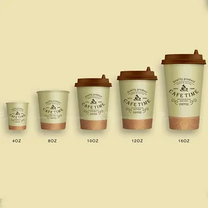 Cetak logo kustom 8oz 12oz 20oz 30oz sekali pakai gelas kertas kopi teh soda minuman dingin milkshake dengan tutup