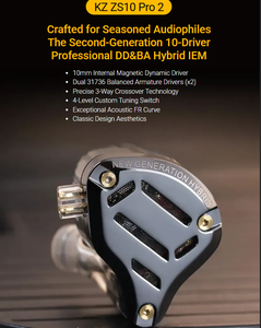 <span class=keywords><strong>KZ</strong></span> ZS10 <span class=keywords><strong>Pro</strong></span> 2 Auriculares Intrauditivos Híbridos de <span class=keywords><strong>10</strong></span> Drivers con Carcasa de Aleación de Zinc, Cable Desmontable Plateado de 0.75mm, Auriculares HiFi con Cable para Audiófilos - Product Image 2