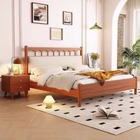 Meubles de chambre à coucher au design classique Lit king size Lit nordique en bois massif Lit en bois à dossier souple avec boîte haute pour hôtel à la maison