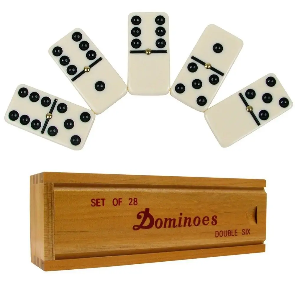 Высокое качество под заказ деревянная коробка мини цвета слоновой кости мочевина настольная игра набор блоков домино