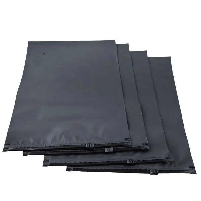 Recyclable custom print own logo plastic slider zipper bags black Frosted matte pvc ziplock pants socks packaging bag for cloth