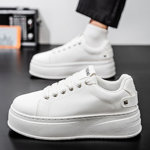 Zapatillas Deportivas Blancas con Cordones para Hombre, Tallas 39-44, Transpirables, Modernas y Versátiles, con Suela Gruesa y Elevada, Casuales y a la Moda - Product Image 4